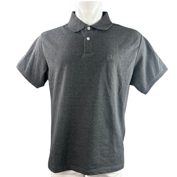GAP Men's Black Short Sleeve Collared Button Casual Golf Polo Shirt Top Size L - Picture 1 of 4
